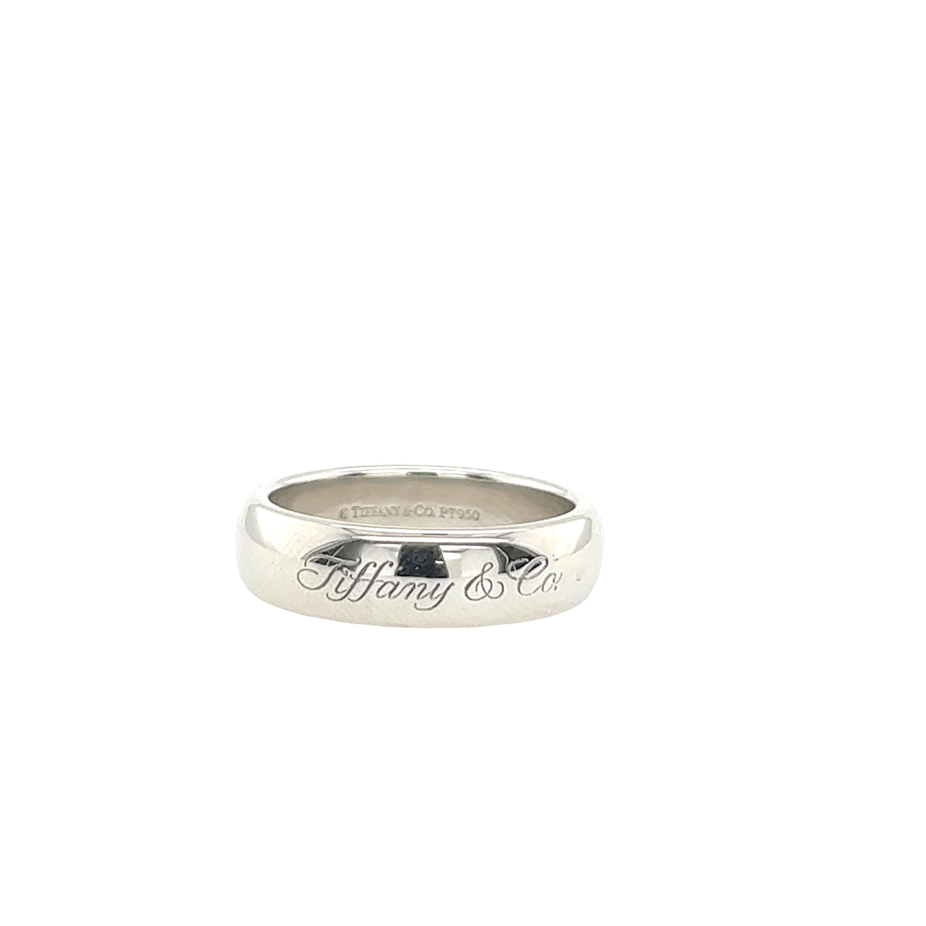 Tiffany & Co 6mm Lucida Wedding Band in Platinum  For Sale 1