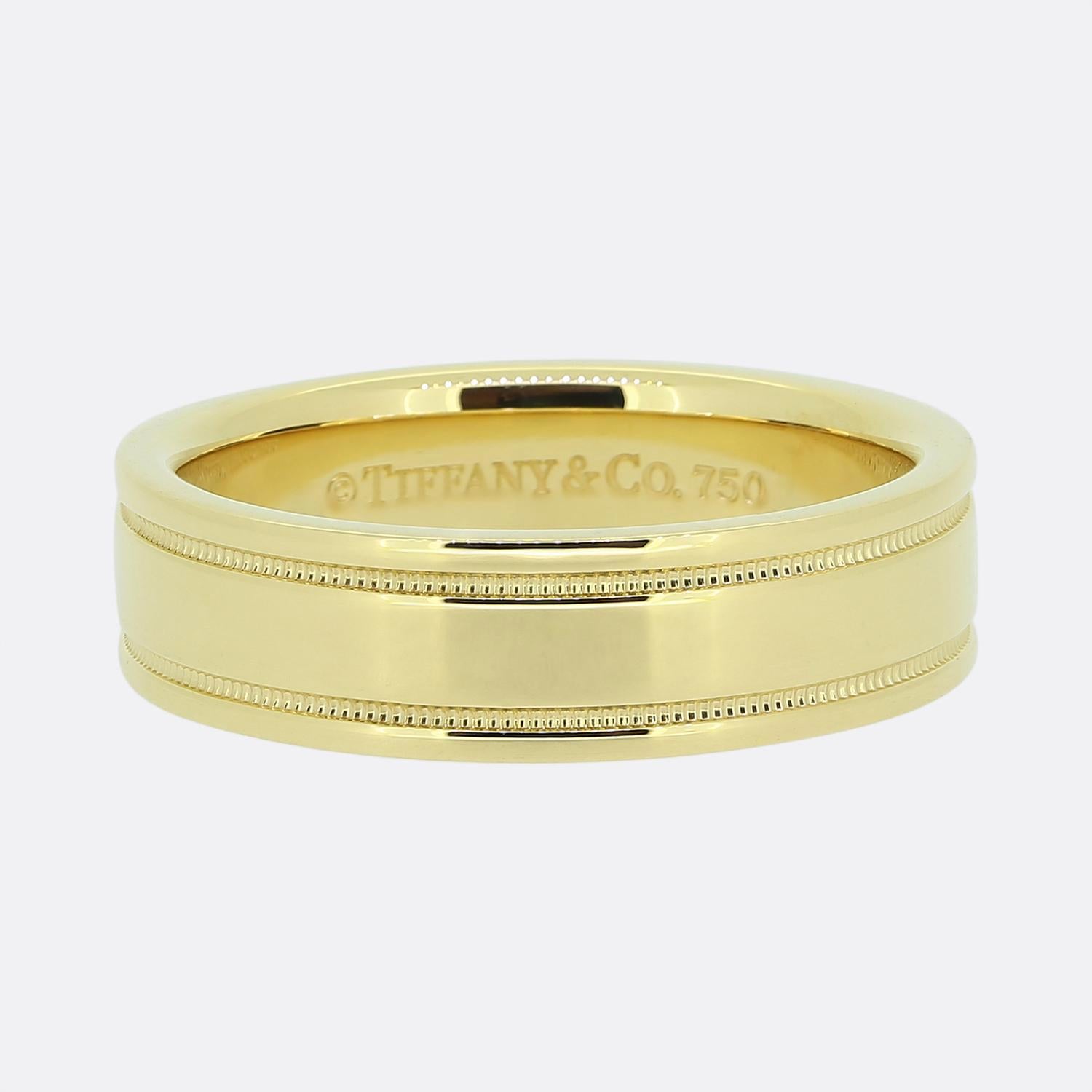 Tiffany & Co. 6mm Milgrain Band Ring Size S (60) In Good Condition For Sale In London, GB