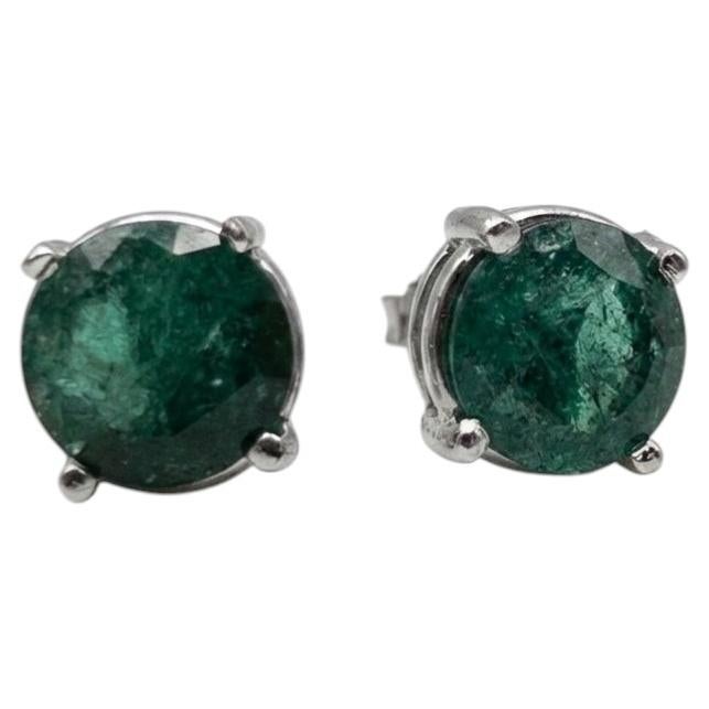 Orecchini a bottone Tiffany & Co. in platino con smeraldo da 7 carati in vendita