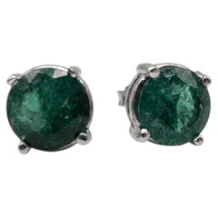 Tiffany & Co. 7 Carat Emerald Platinum Stud Earrings