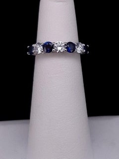 Tiffany & Co  7 Stone Forever Half Circle Diamond Sapphire Band Ring Size 6.25