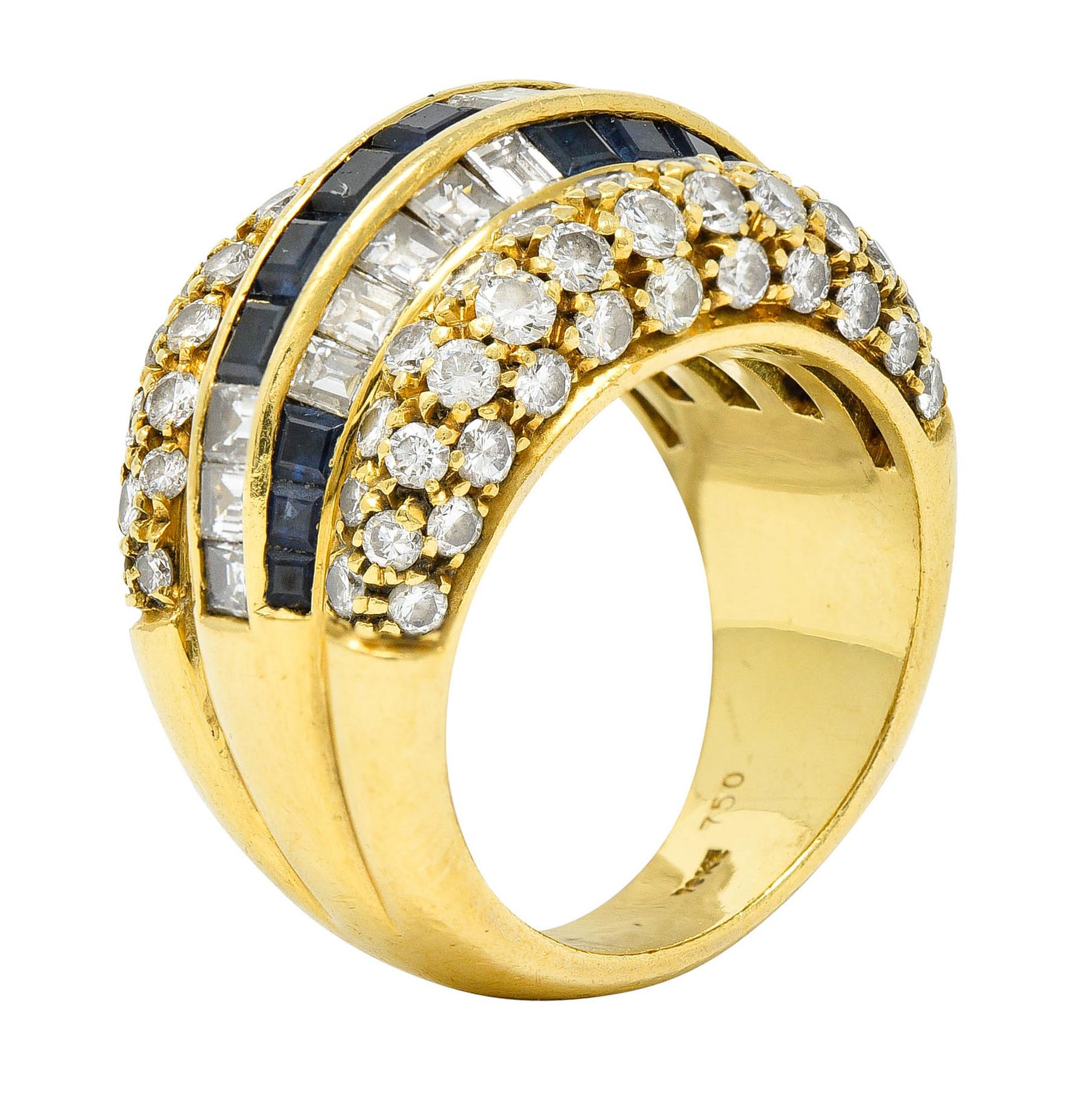 Tiffany & Co. 7.22 Carats Sapphire Diamond 18 Karat Gold Band Ring 1980's 4