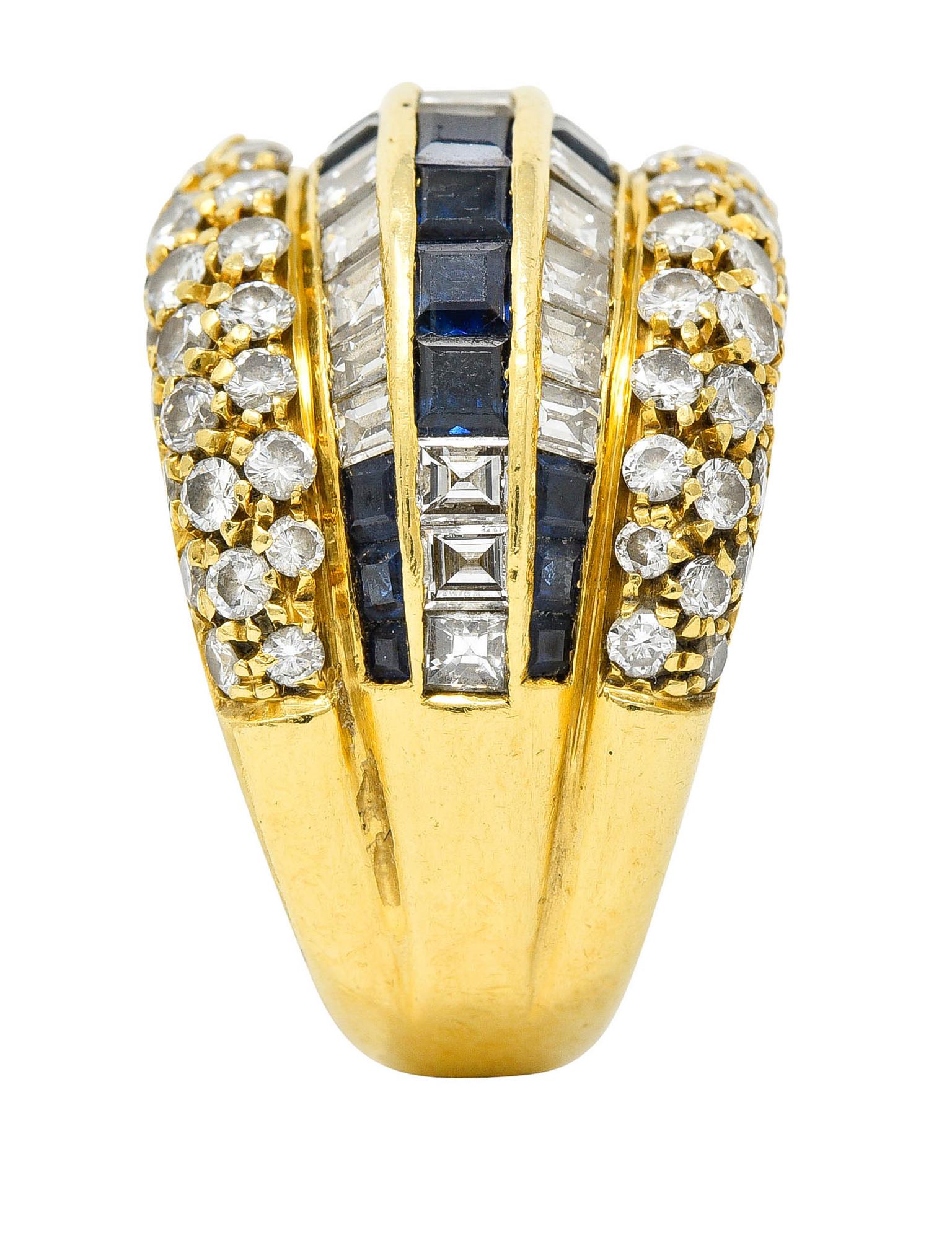 Tiffany & Co. 7.22 Carats Sapphire Diamond 18 Karat Gold Band Ring 1980's 5