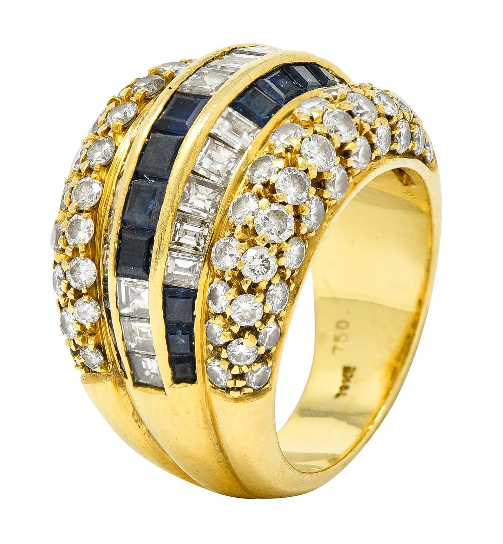 Tiffany & Co. 7.22 Carats Sapphire Diamond 18 Karat Gold Band Ring 1980's 6