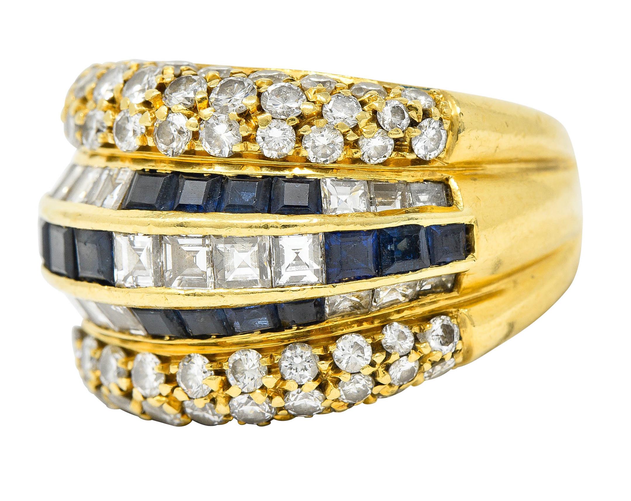 Women's or Men's Tiffany & Co. 7.22 Carats Sapphire Diamond 18 Karat Gold Band Ring 1980's