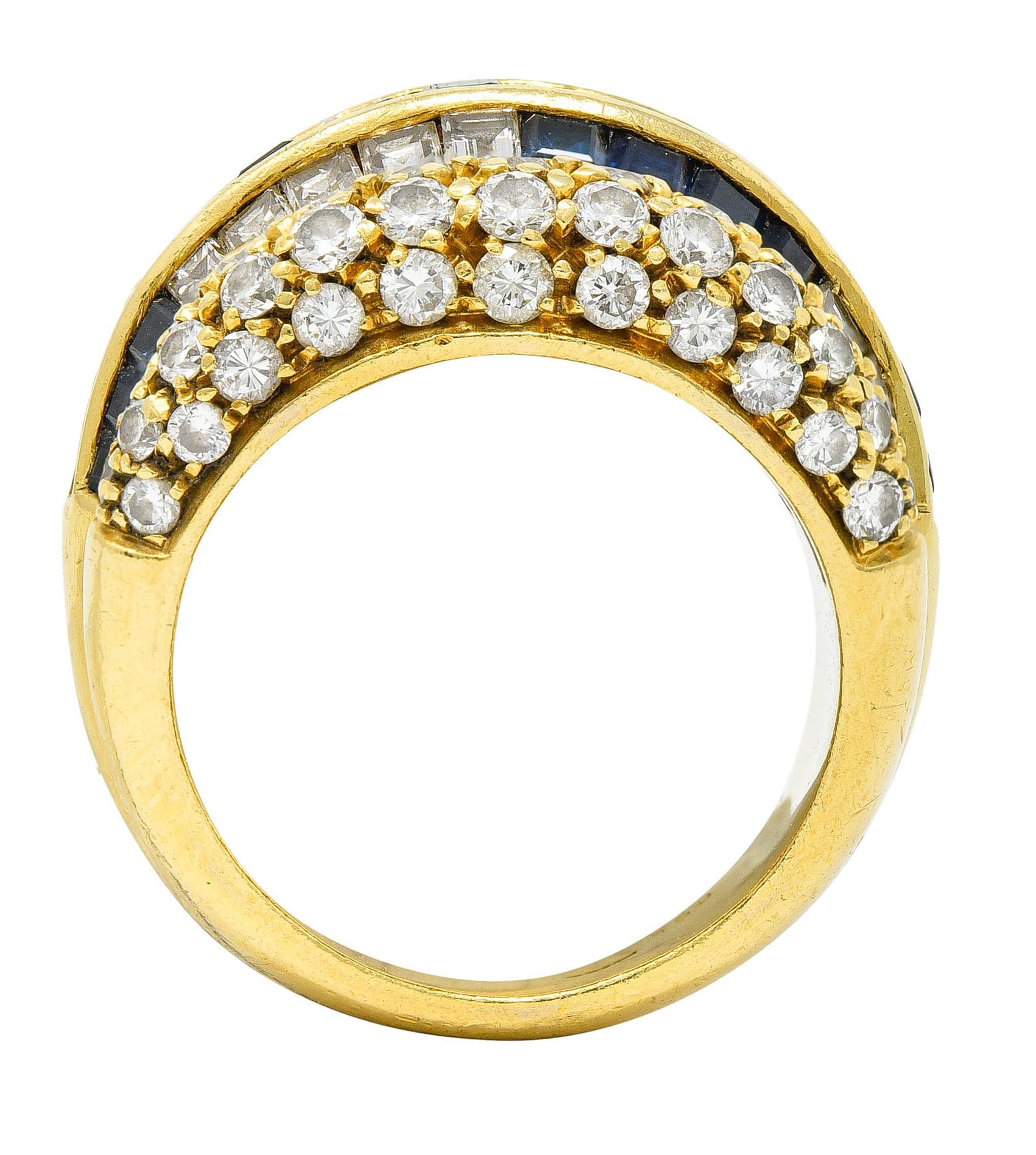 Tiffany & Co. 7.22 Carats Sapphire Diamond 18 Karat Gold Band Ring 1980's 3