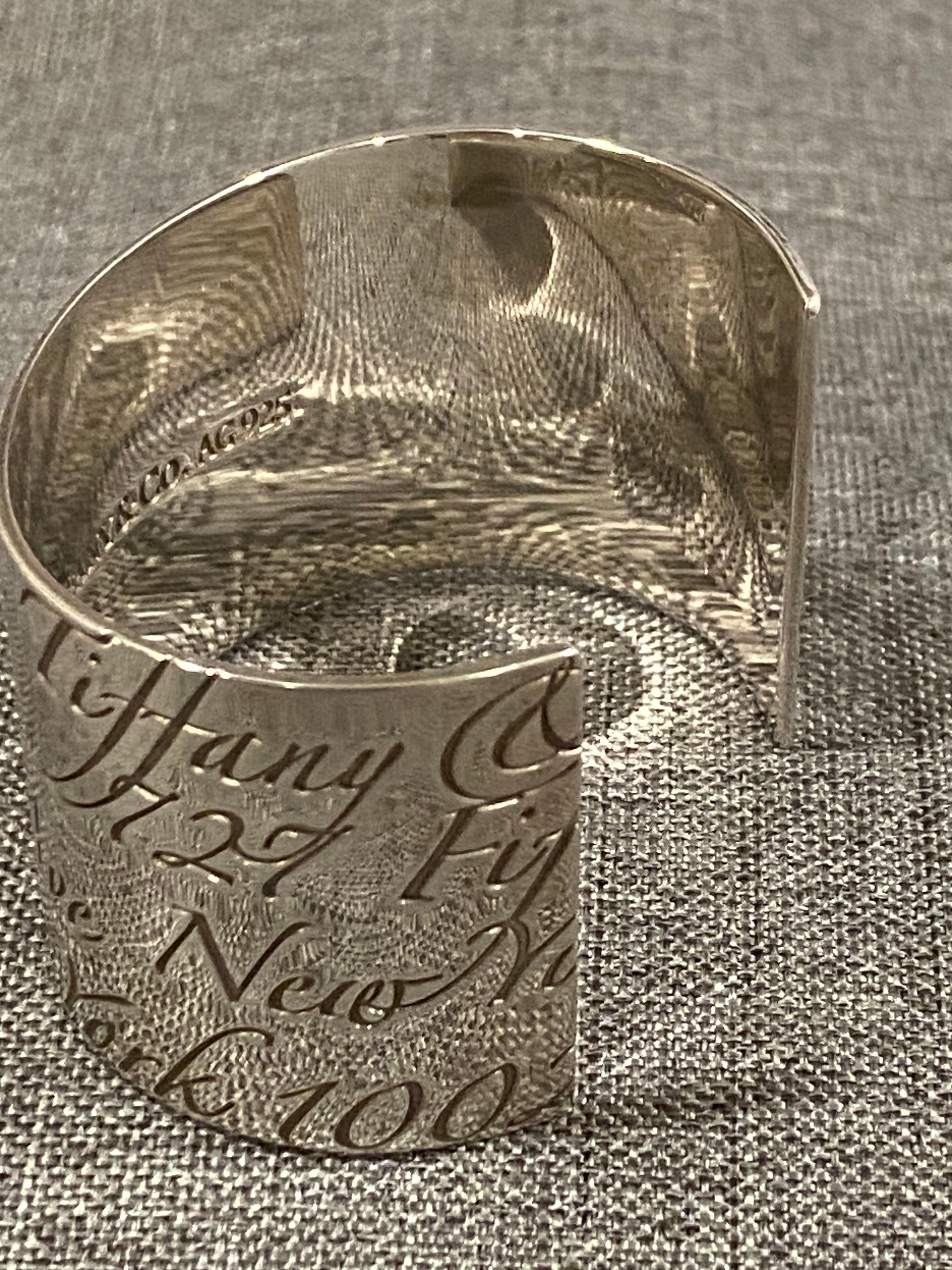 Tiffany & Co. 727 5th Avenue, collection Notes, manchette large en argent sterling en vente 11
