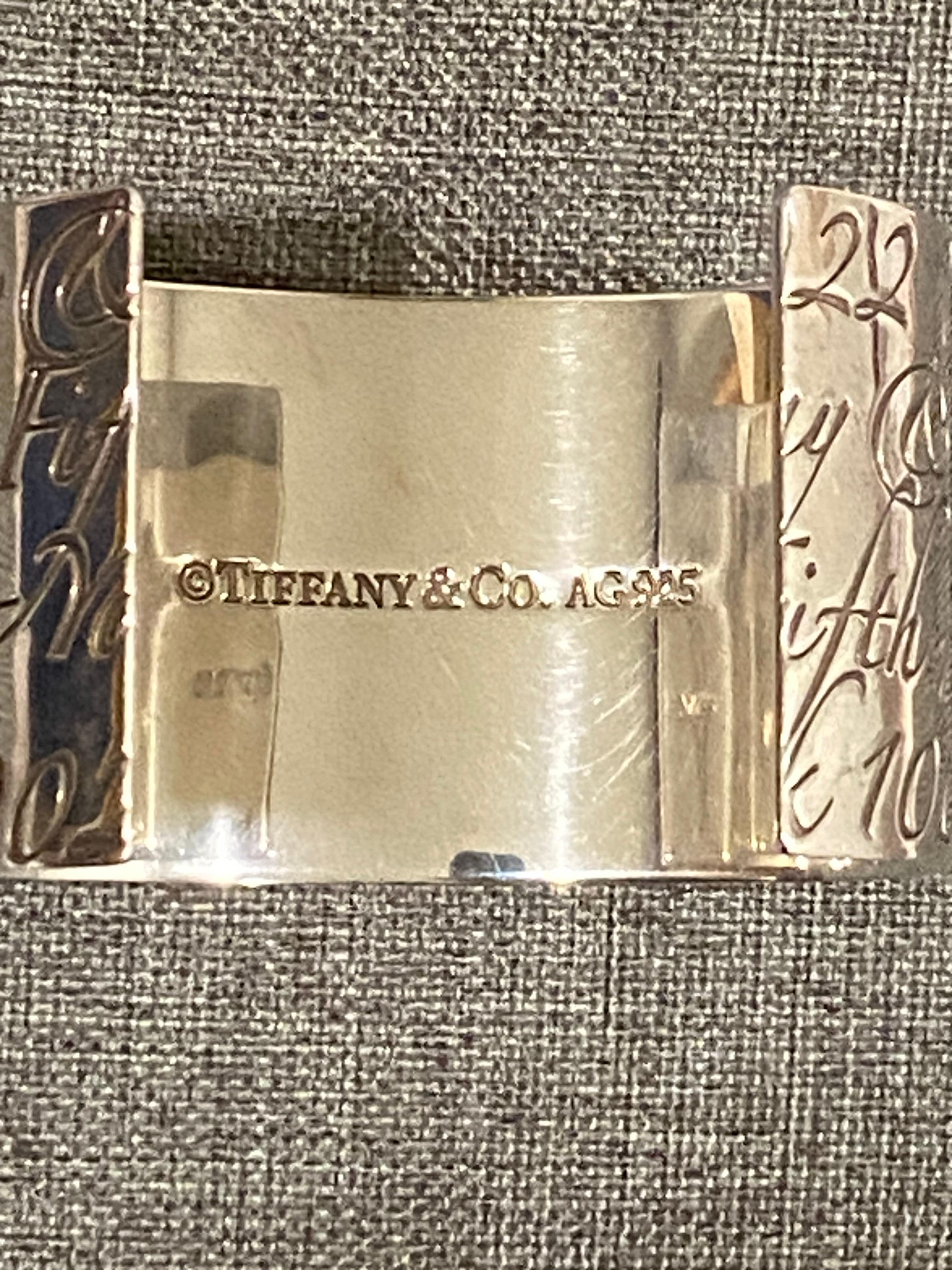 Tiffany & Co. 727 5th Avenue, Notes Collection, Sterling Wide Cuff Bracelet For Sale 1
