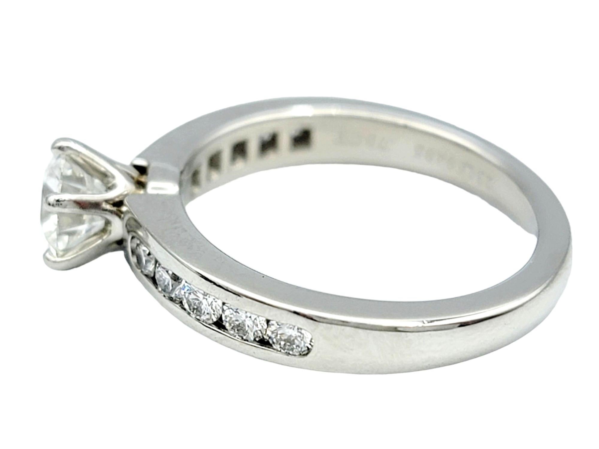 Tiffany & Co. .73 Carat Round Diamond Platinum Engagement Ring 10 Diamond Band  Pour femmes en vente