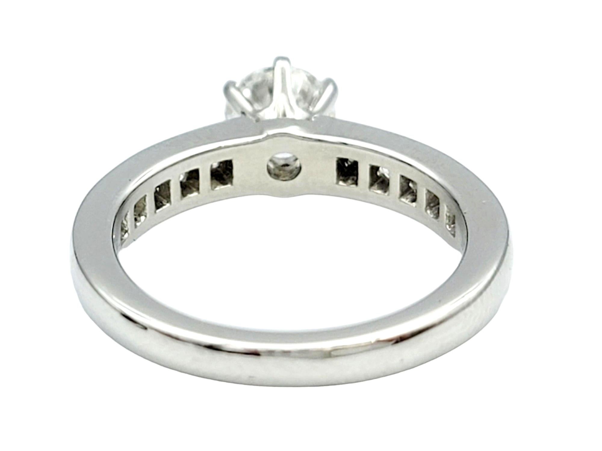 Tiffany & Co. .73 Carat Round Diamond Platinum Engagement Ring 10 Diamond Band  en vente 1
