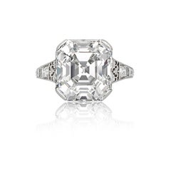 Tiffany & Co. 7.31ct Asscher Cut Diamond Ring D Color VVS2, Type IIA, circa 1925