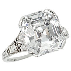 Tiffany & Co. 7.31ct Asscher Cut Diamond Ring D Color VVS2, Type IIA, circa 1925