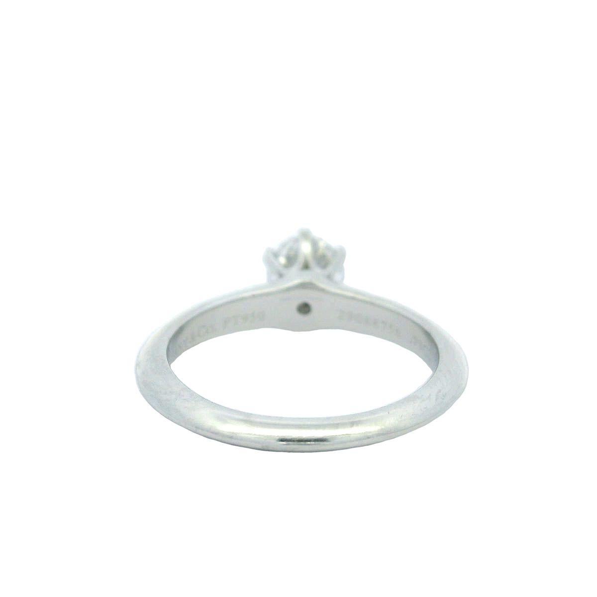 Modern Tiffany & Co .73ct D VS2  Solitaire Platinum Engagment Ring For Sale