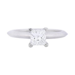 Tiffany & Co. .74 Carat Princess Cut Diamond Platinum Solitaire Engagement Ring