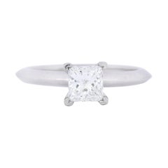 Tiffany & Co. .74 Carat Princess Cut Diamond Platinum Solitaire Engagement Ring