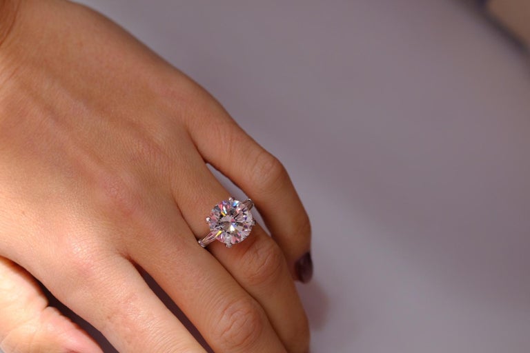Tiffany And Co 7 45 Carat Round Cut Diamond Three Stone Engagement Ring For Sale At 1stdibs