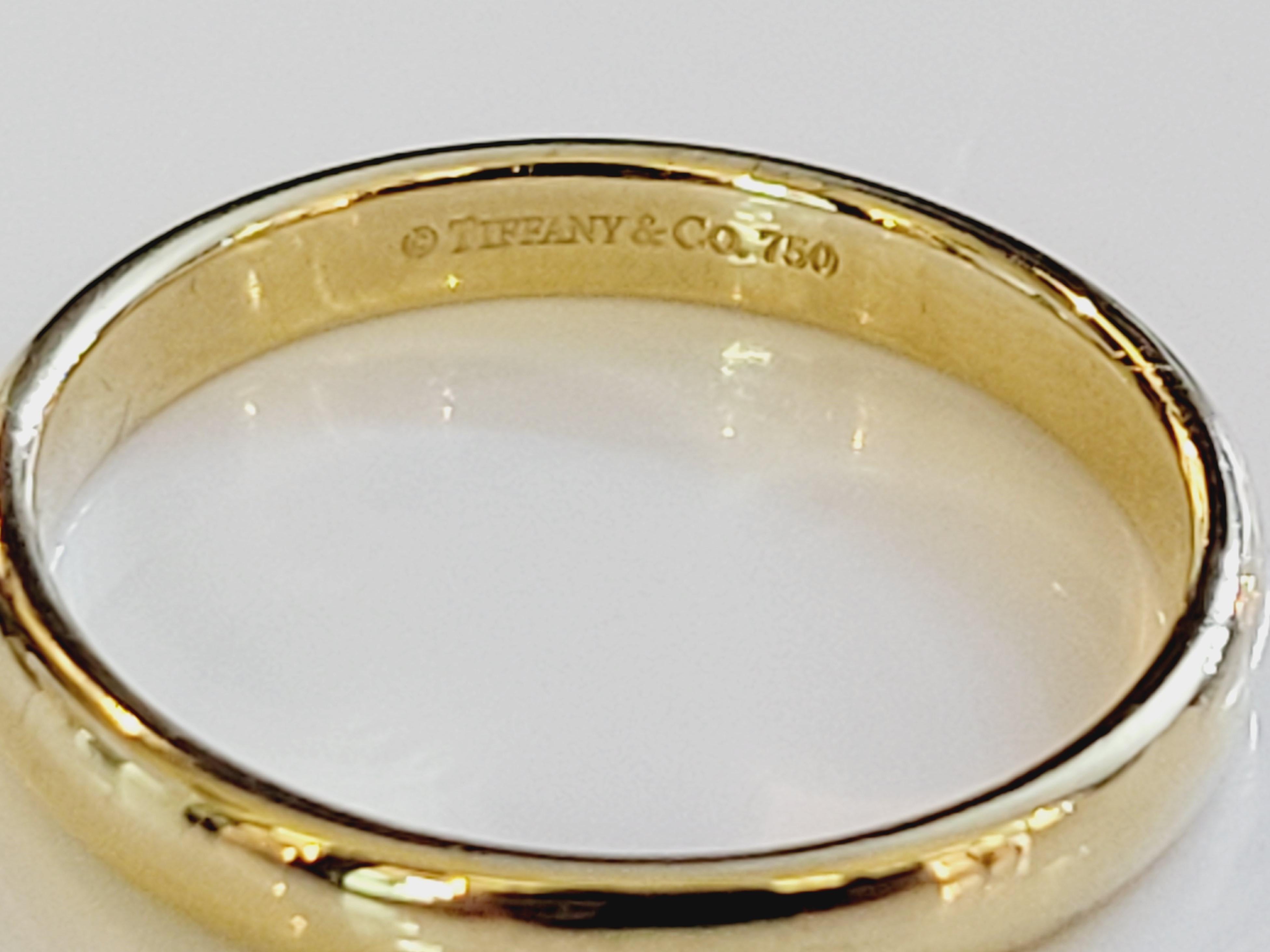 Bague de mariage Tiffany & co 750 en or jaune 18 carats, taille 8/75 en vente 1