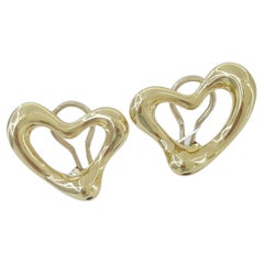 Tiffany & Co. 750 Yellow Gold Open Heart Ear Clips Earrings