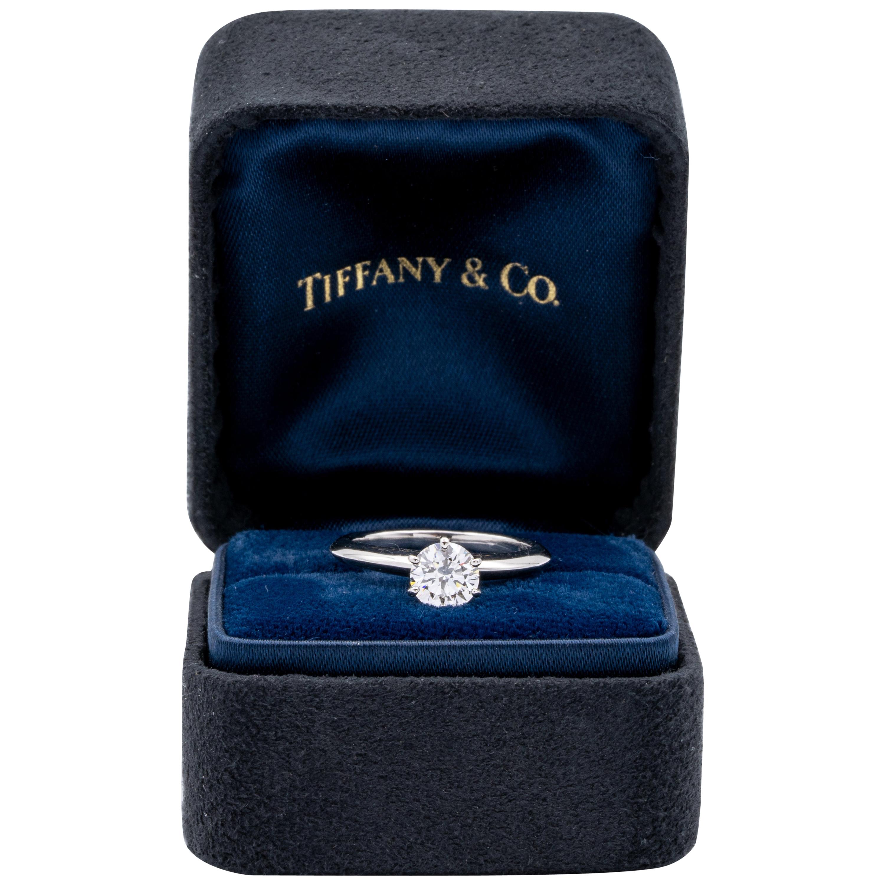 Tiffany & Co. Platin Diamant Verlobungsring 0::77 Ct G VS1 Rund Exzellenter Schliff