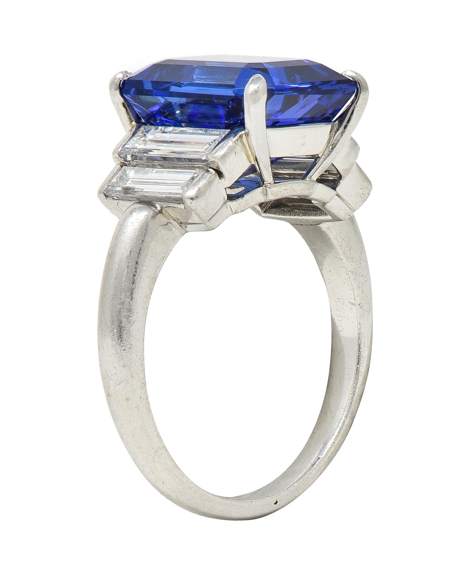 Tiffany & Co. 7.92 CTW Tanzanite Diamond Platinum Stepped Vintage Cocktail Ring For Sale 4