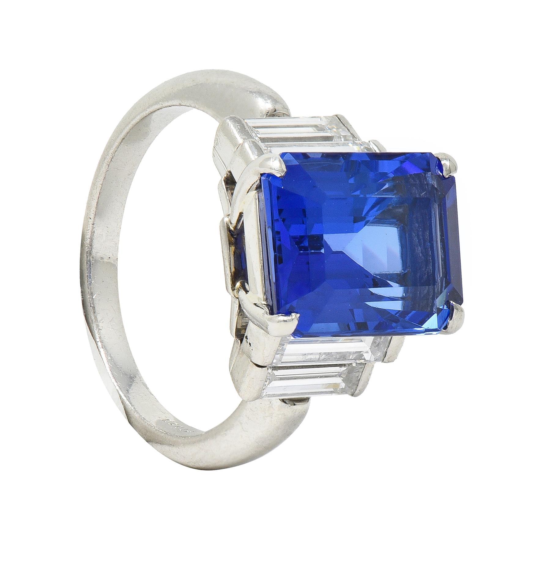 Tiffany & Co. 7.92 CTW Tanzanite Diamond Platinum Stepped Vintage Cocktail Ring For Sale 5