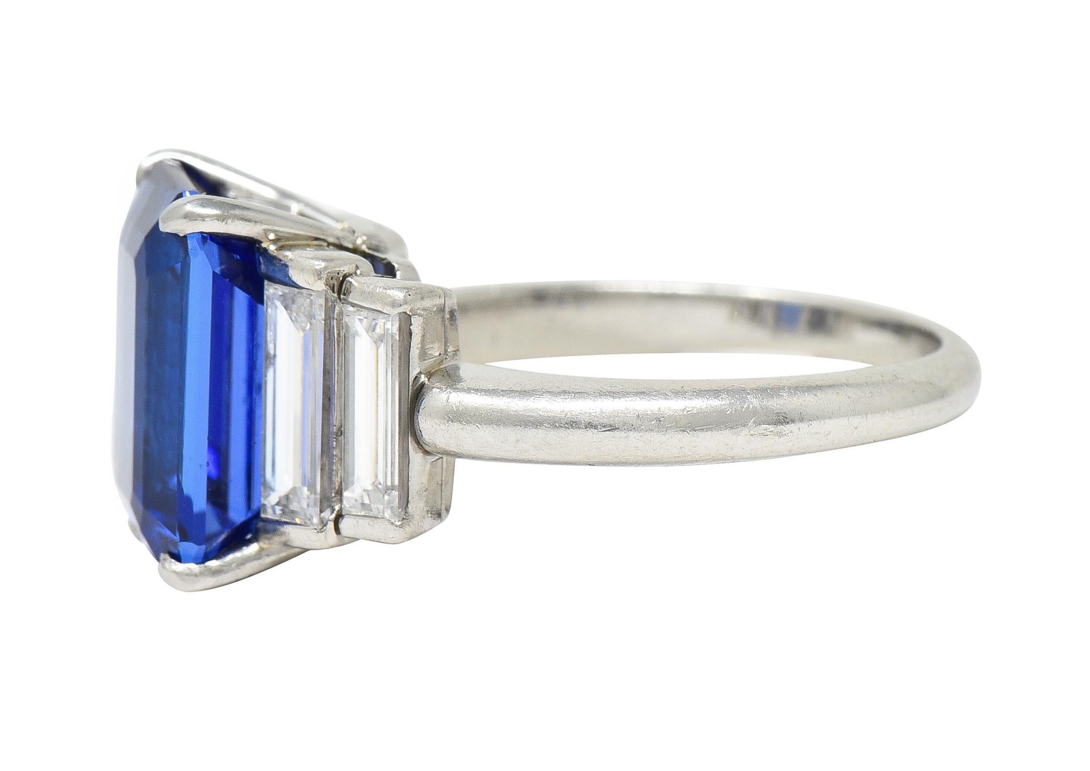 Tiffany & Co. 7.92 CTW Tanzanite Diamond Platinum Stepped Vintage Cocktail Ring In Excellent Condition For Sale In Philadelphia, PA
