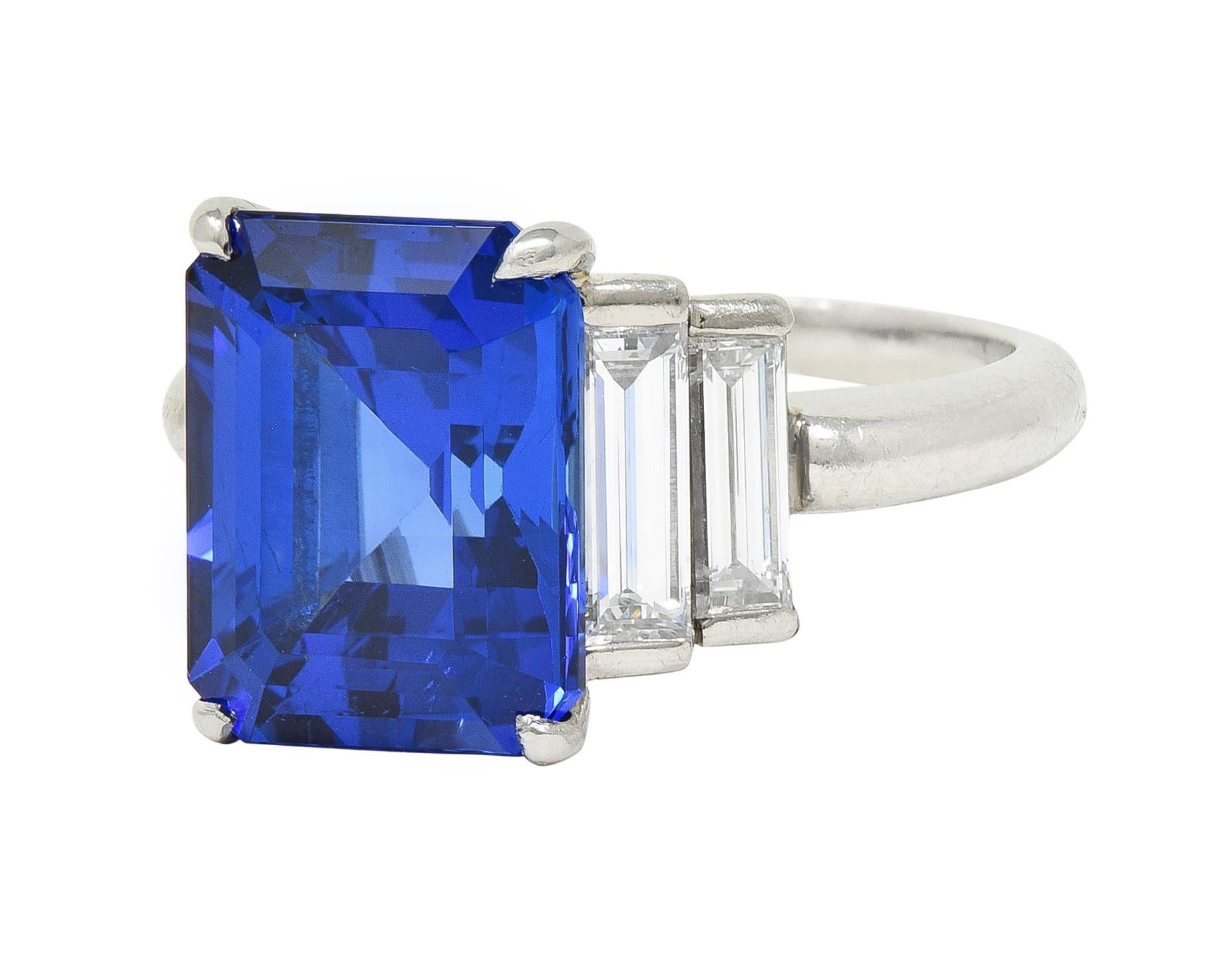Women's Tiffany & Co. 7.92 CTW Tanzanite Diamond Platinum Stepped Vintage Cocktail Ring For Sale