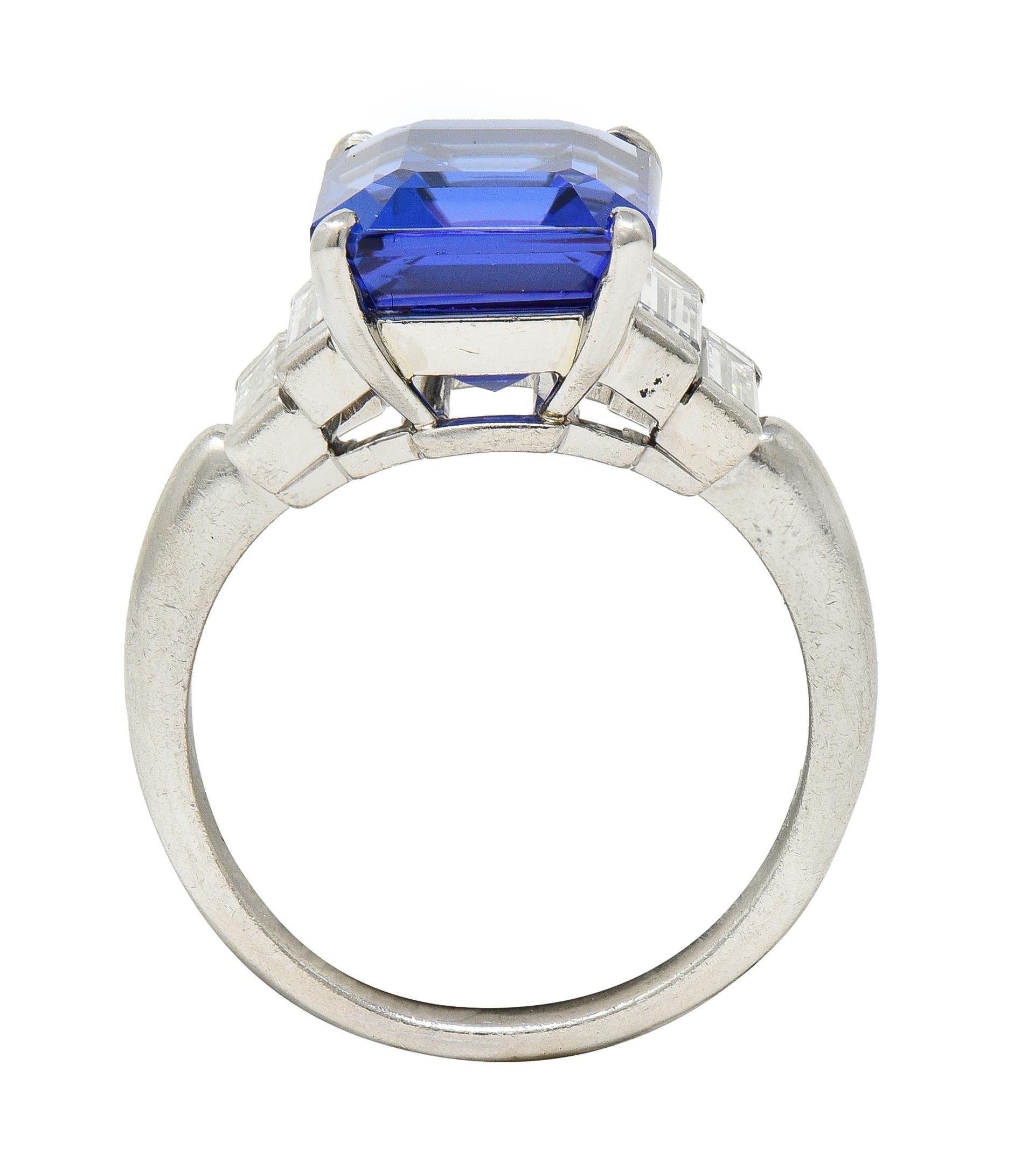 Tiffany & Co. 7.92 CTW Tanzanite Diamond Platinum Stepped Vintage Cocktail Ring For Sale 3