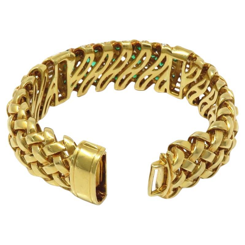 This authentic Tiffany diamond bracelet is substantial and absolutely fantastic quality! A diamond tennis bracelet is a time tested look that will always be in style! 
Diamonds  approx 4.48ct TW, most about G-H and VS range
Emeralds tested and are