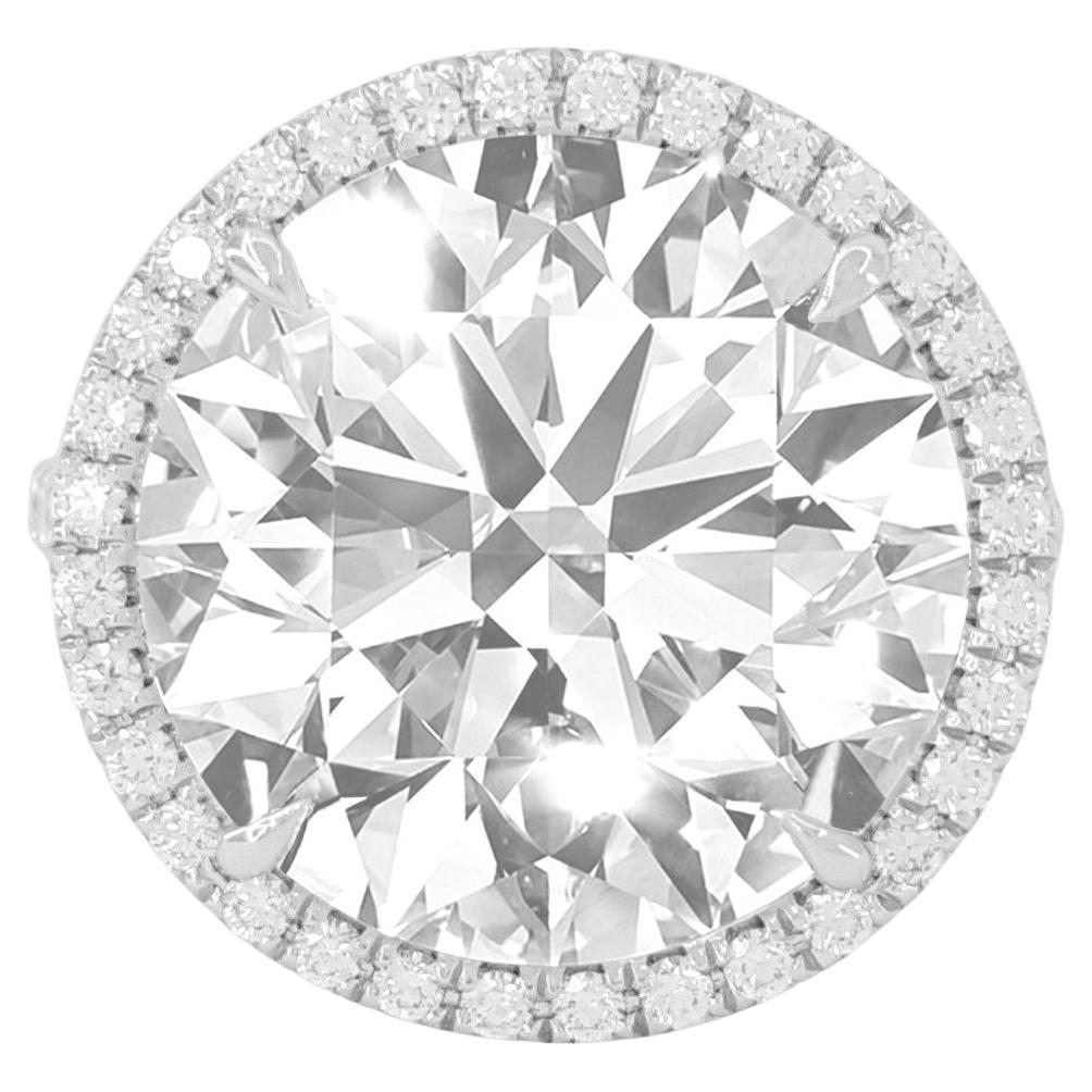 Tiffany & Co. 8 Carat Round Brilliant Cut Diamond Solitaire Halo Pave Ring