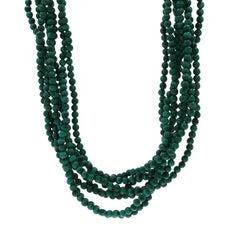 Tiffany & Co. 8 Strand Twist Malachite Necklace 16 3/4" - Sterling 925 Beaded