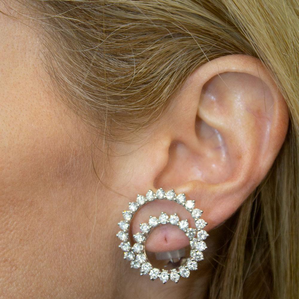 Round Cut Tiffany & Co. 8.0 Carat Diamond Large Swirl Platinum Clip Earrings