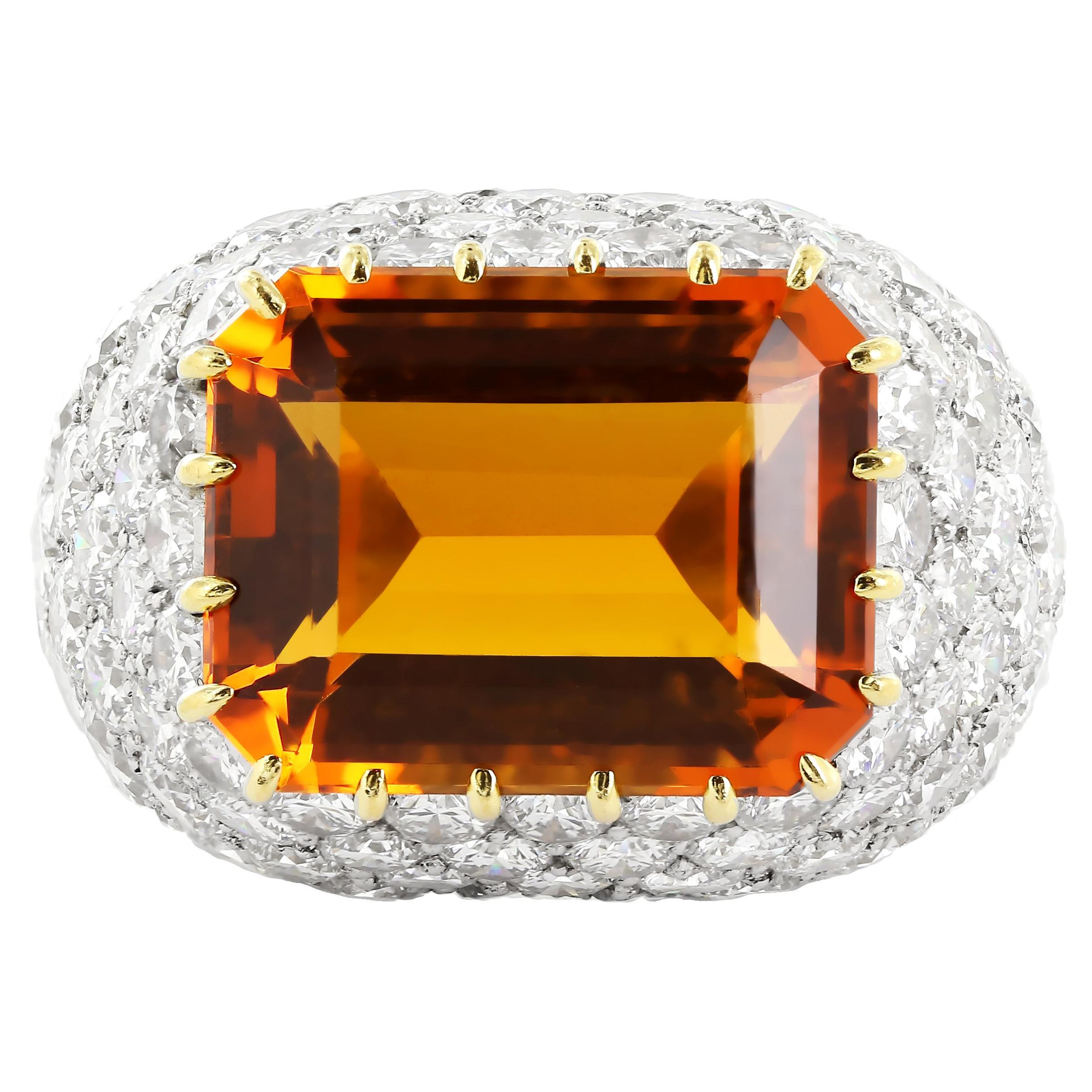 Tiffany 
Co.  8.00 Carat Natural Yellow Topaz and Diamond Ring For Sale