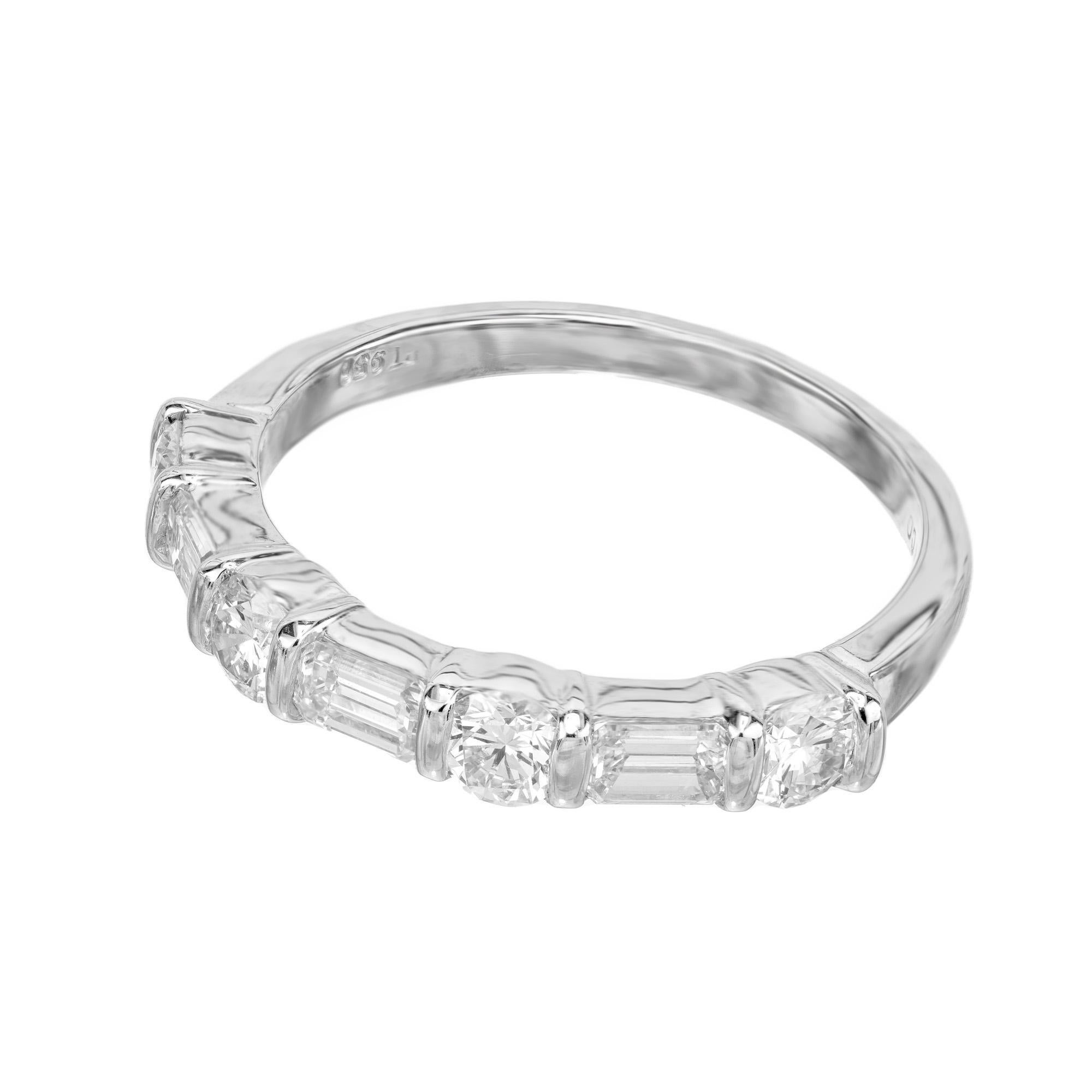 Tiffany & Co. .81 Carat Round Baguette Diamond Platinum Wedding Band Ring Excellent état à Stamford, CT
