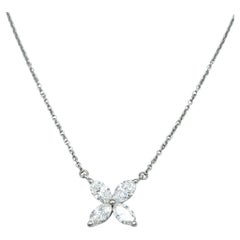 Tiffany & Co. .81 Carat Total Marquise Diamond Large Victoria Pendant Necklace