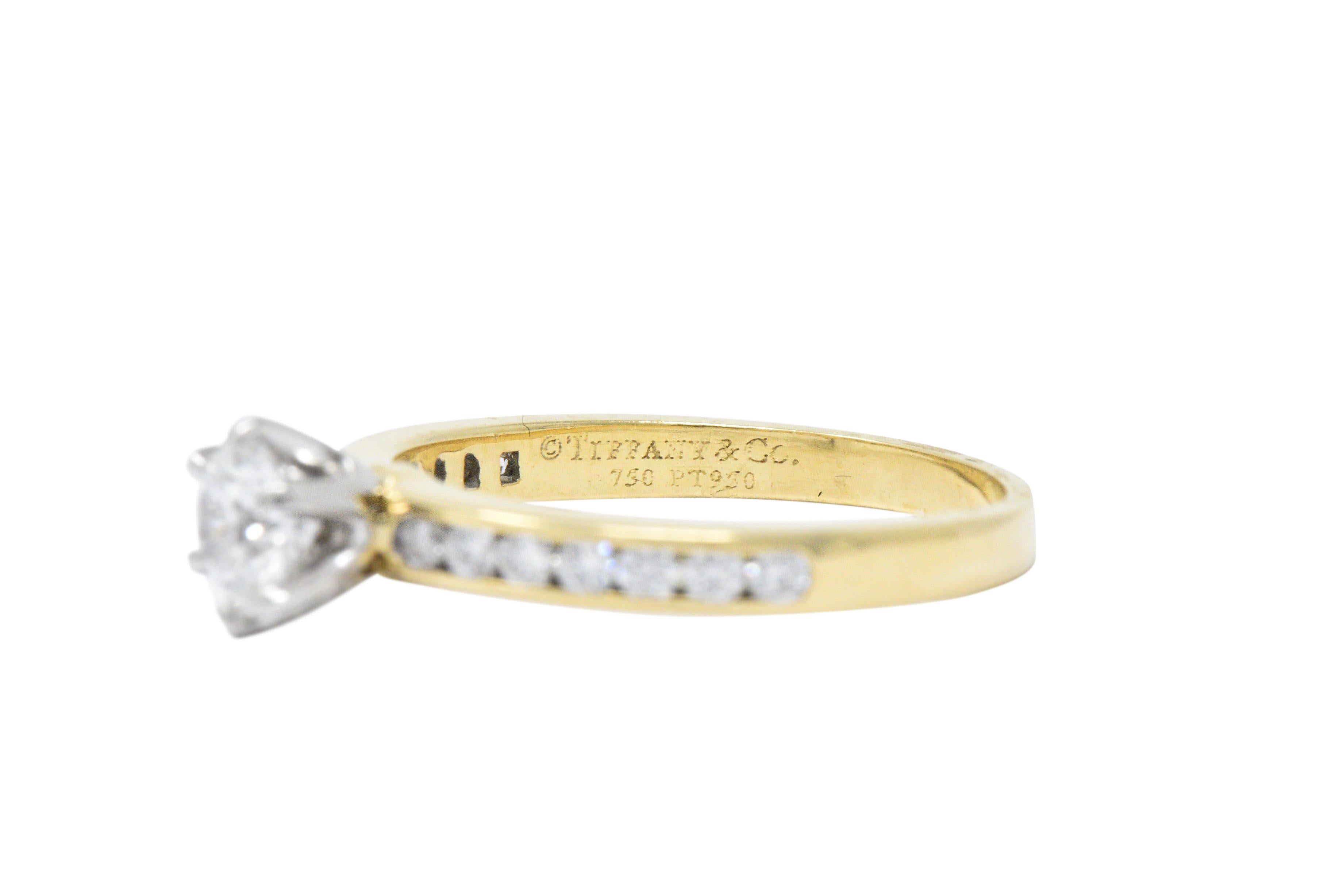 Contemporary Tiffany & Co. .81 CTW Diamond 18K Gold & Platinum Engagement Ring