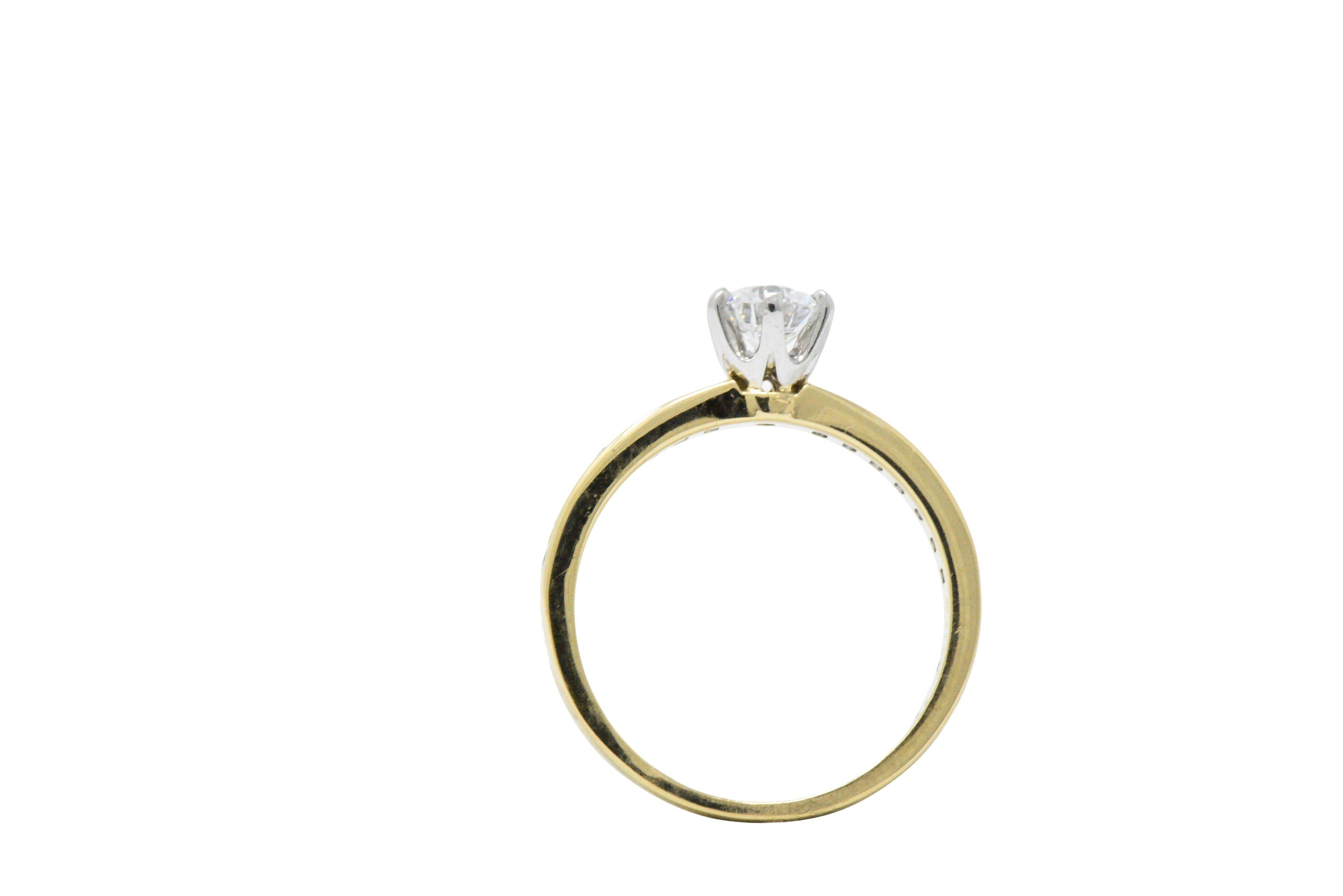 Round Cut Tiffany & Co. .81 CTW Diamond 18K Gold & Platinum Engagement Ring