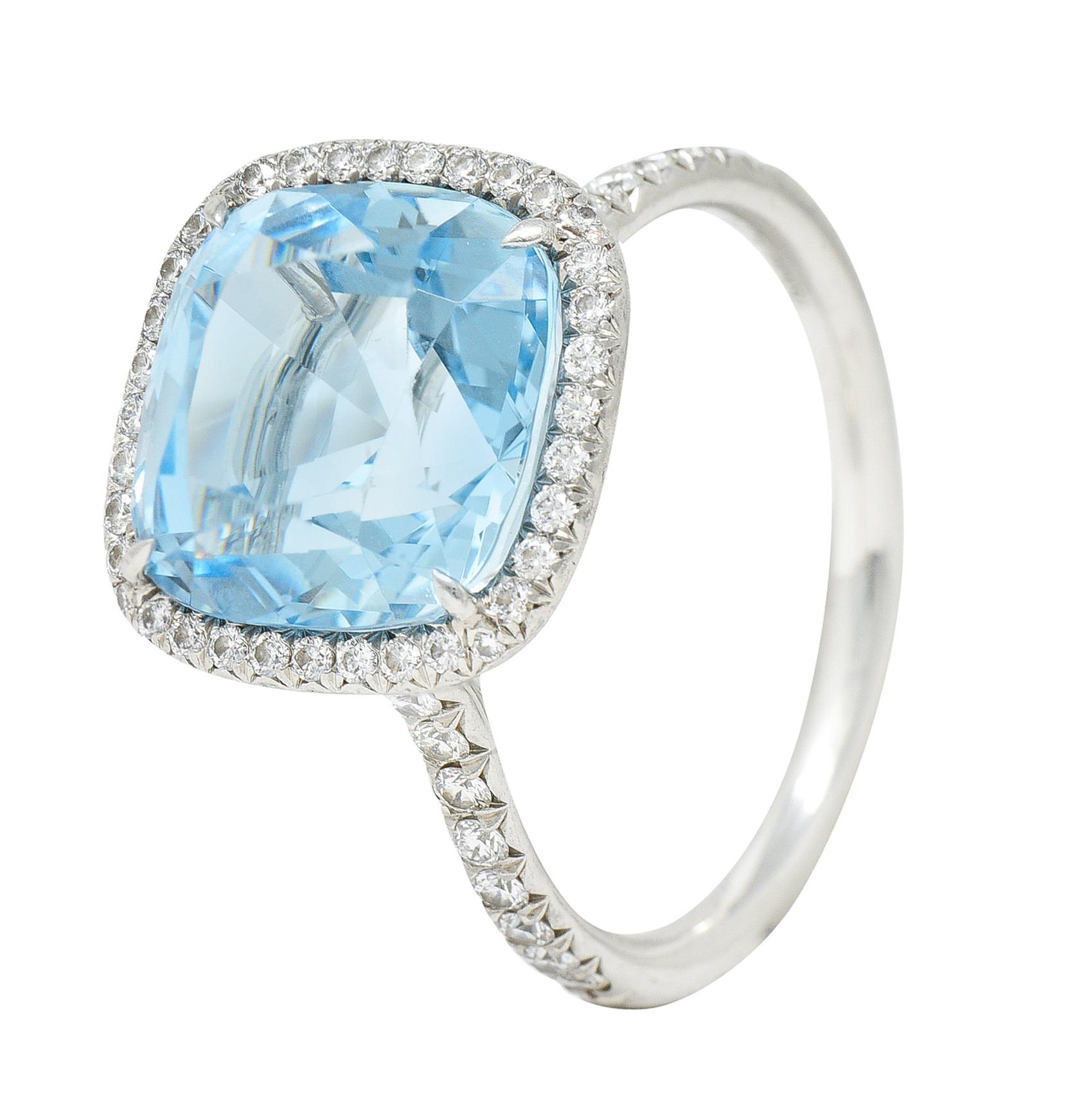Tiffany & Co. 8.20 Carats Aquamarine Diamond Platinum Soleste Cocktail Ring 1