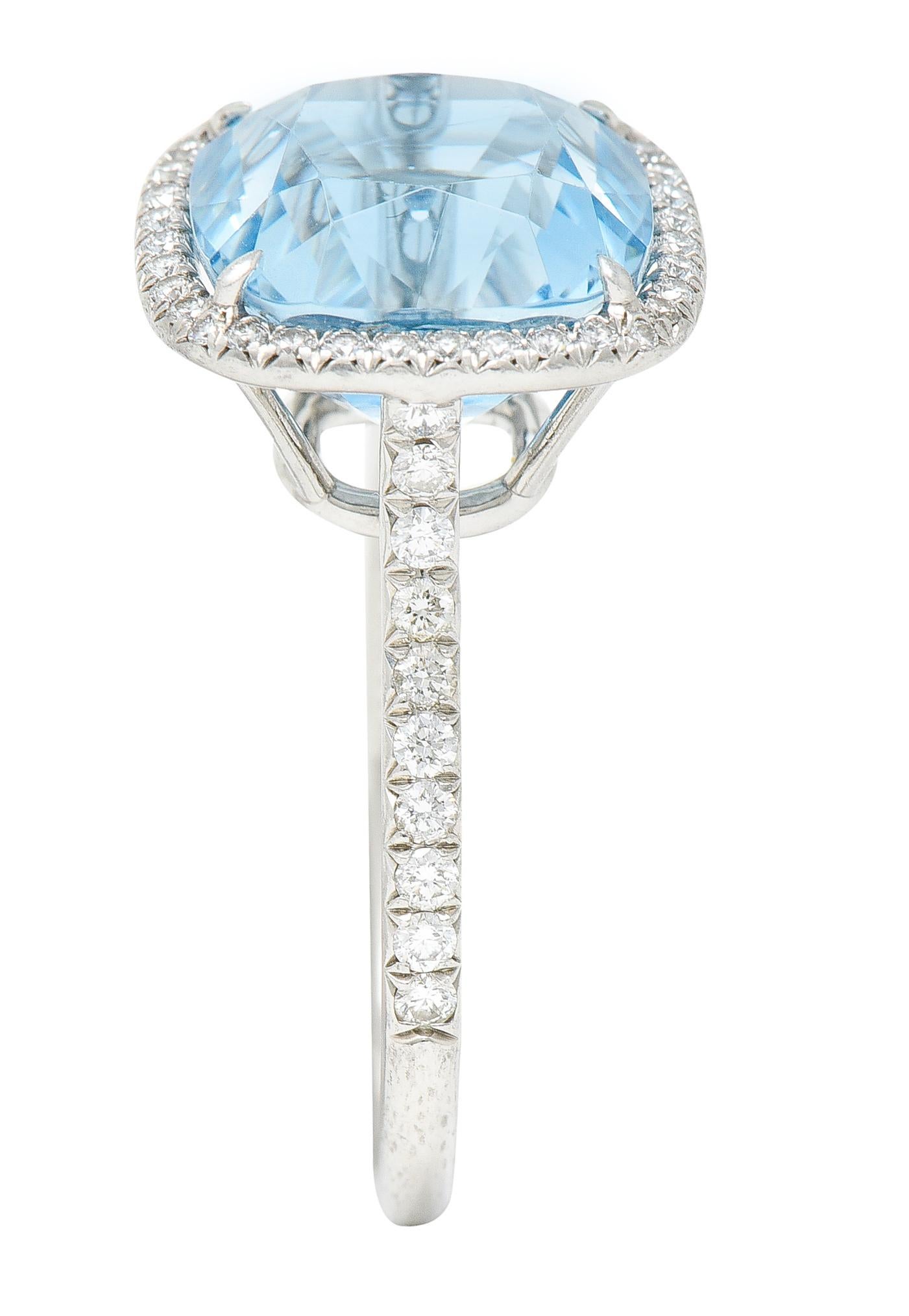 Tiffany & Co. 8.20 Carats Aquamarine Diamond Platinum Soleste Cocktail Ring 2