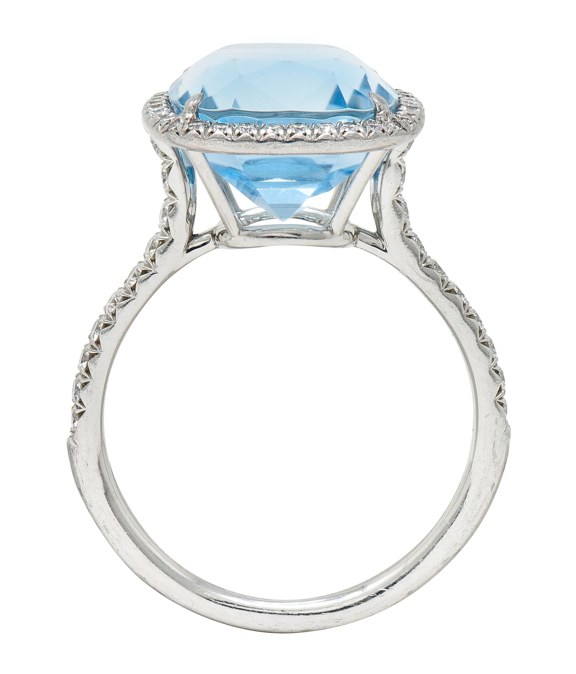 Tiffany & Co. 8.20 Carats Aquamarine Diamond Platinum Soleste Cocktail Ring 3