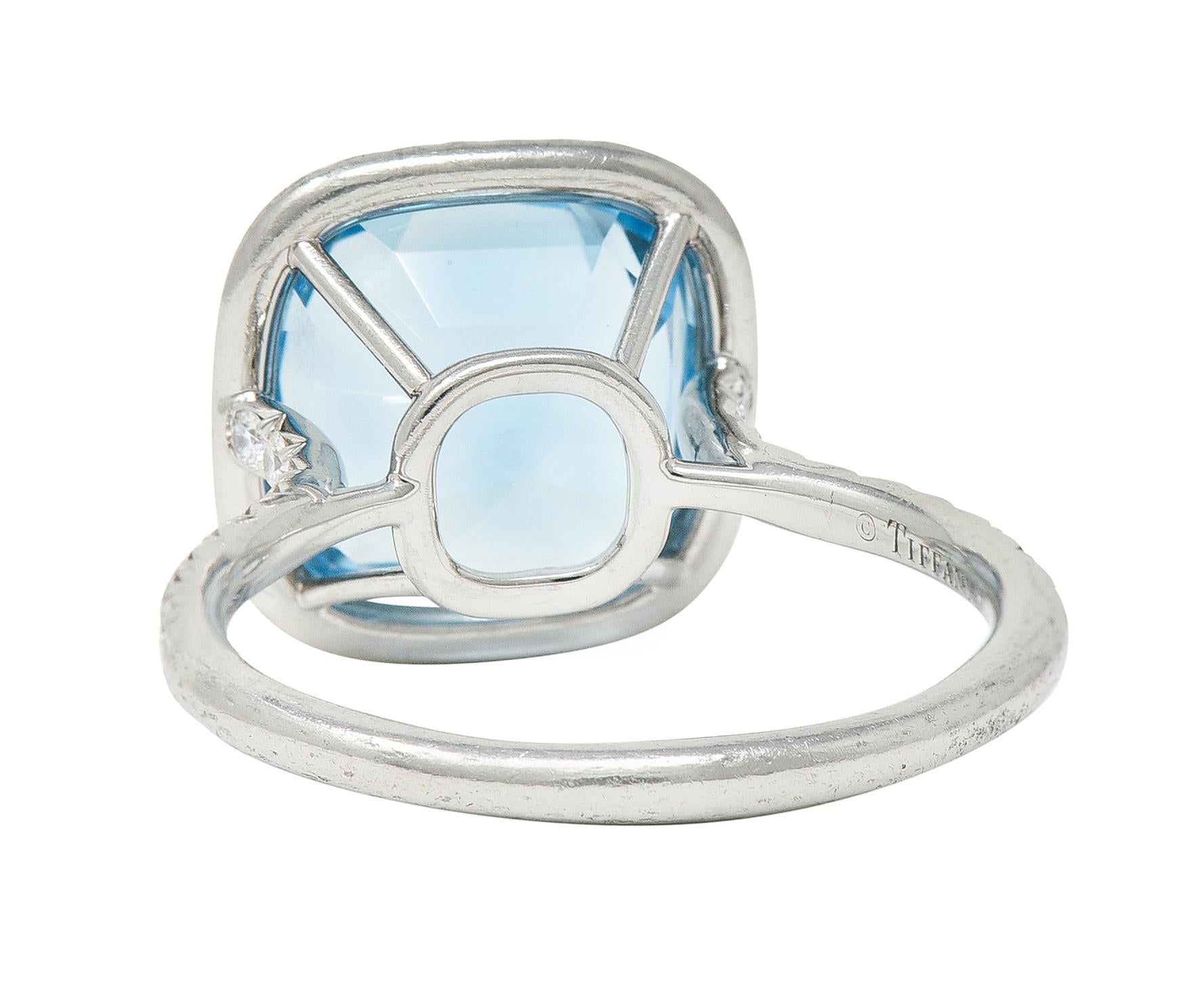 Platin-Cocktailring mit 8,20 Karat Aquamarin und Diamant von Soleste von Tiffany & Co. im Zustand „Hervorragend“ in Philadelphia, PA