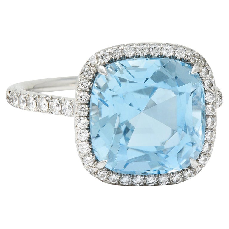 Tiffany and Co. 8.20 Carats Aquamarine Diamond Platinum Soleste Cocktail  Ring For Sale at 1stDibs | tiffany soleste ring, tiffany aquamarine ring,  aquamarine ring tiffany