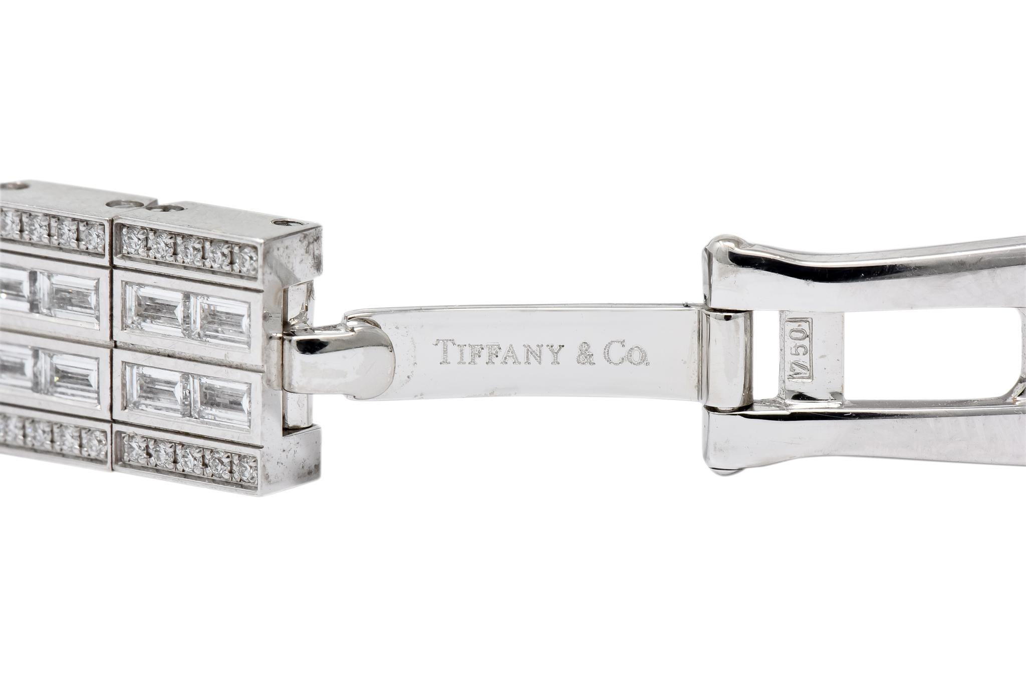 Tiffany & Co. 8.20 Carat Diamond 18 Karat White Gold Tonneau Ladies Watch 4