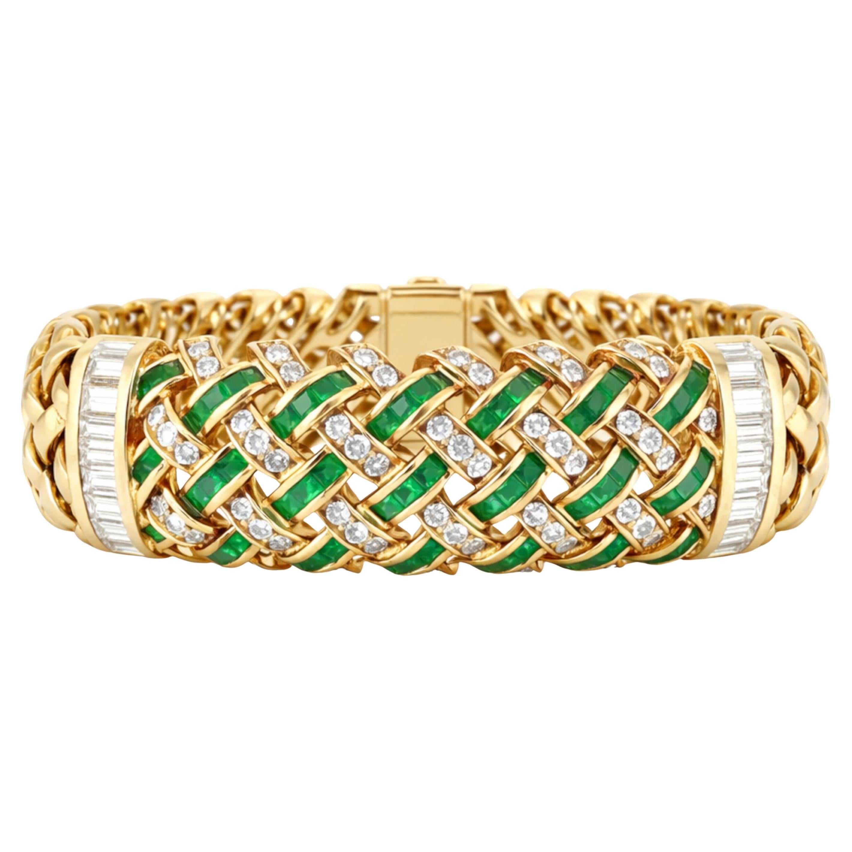 Tiffany 
Co. 8.30 Carat Green Emerald Diamond Bracelet im Angebot