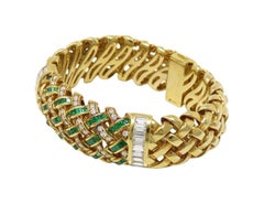 Tiffany & Co. 8.36 Carat 18k Yellow Gold Bracelet with Emerald and White Diamond