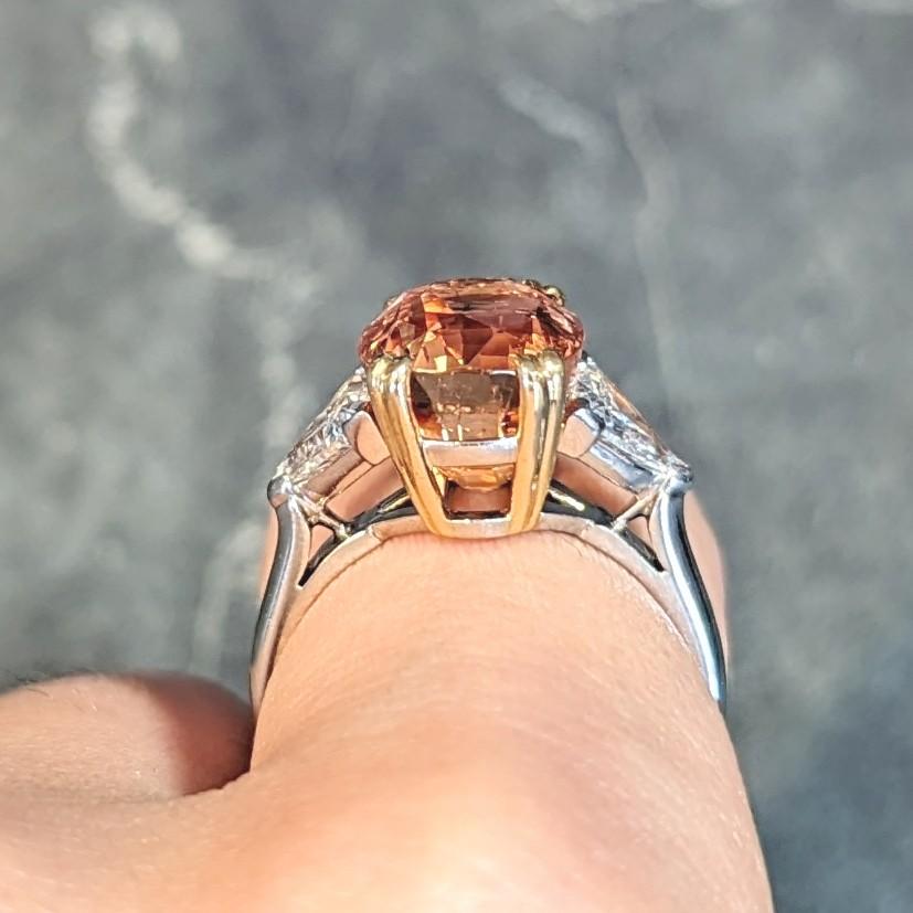 Tiffany & Co. 8.61 CTW Orange Sapphire Diamond 18 Karat Gold Platinum Ring For Sale 8