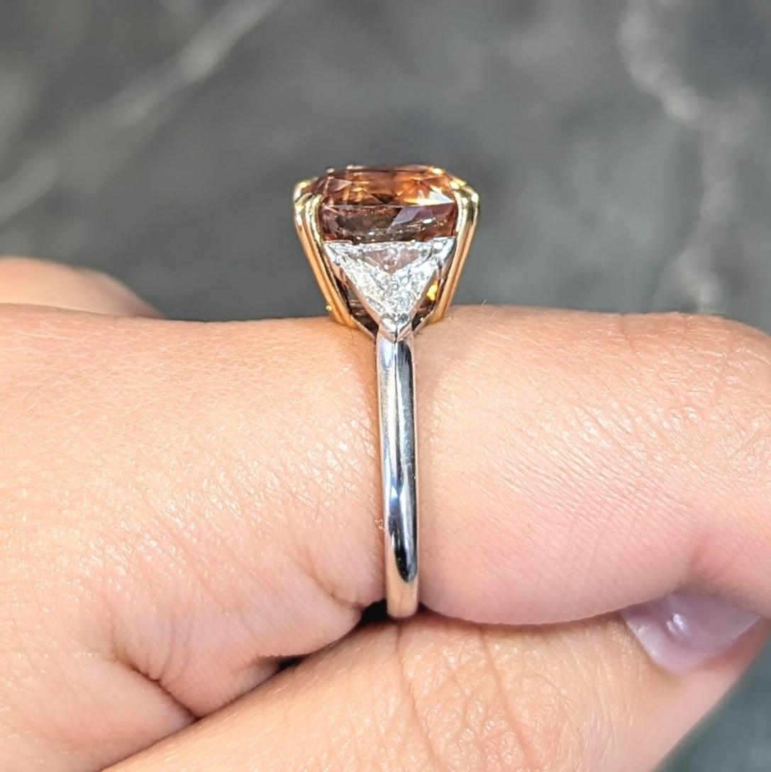 Tiffany & Co. 8.61 CTW Orange Sapphire Diamond 18 Karat Gold Platinum Ring For Sale 9