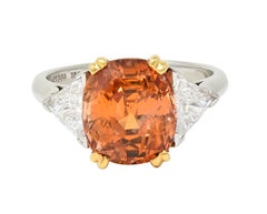 Tiffany & Co. Anillo de platino de oro de 18 quilates con diamante zafiro naranja de 8,61 CTW