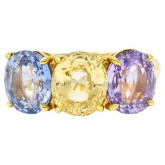 Retro Tiffany & Co. 8.79 Carats Pastel Colored Sapphire 18 Karat Gold Three Stone Ring