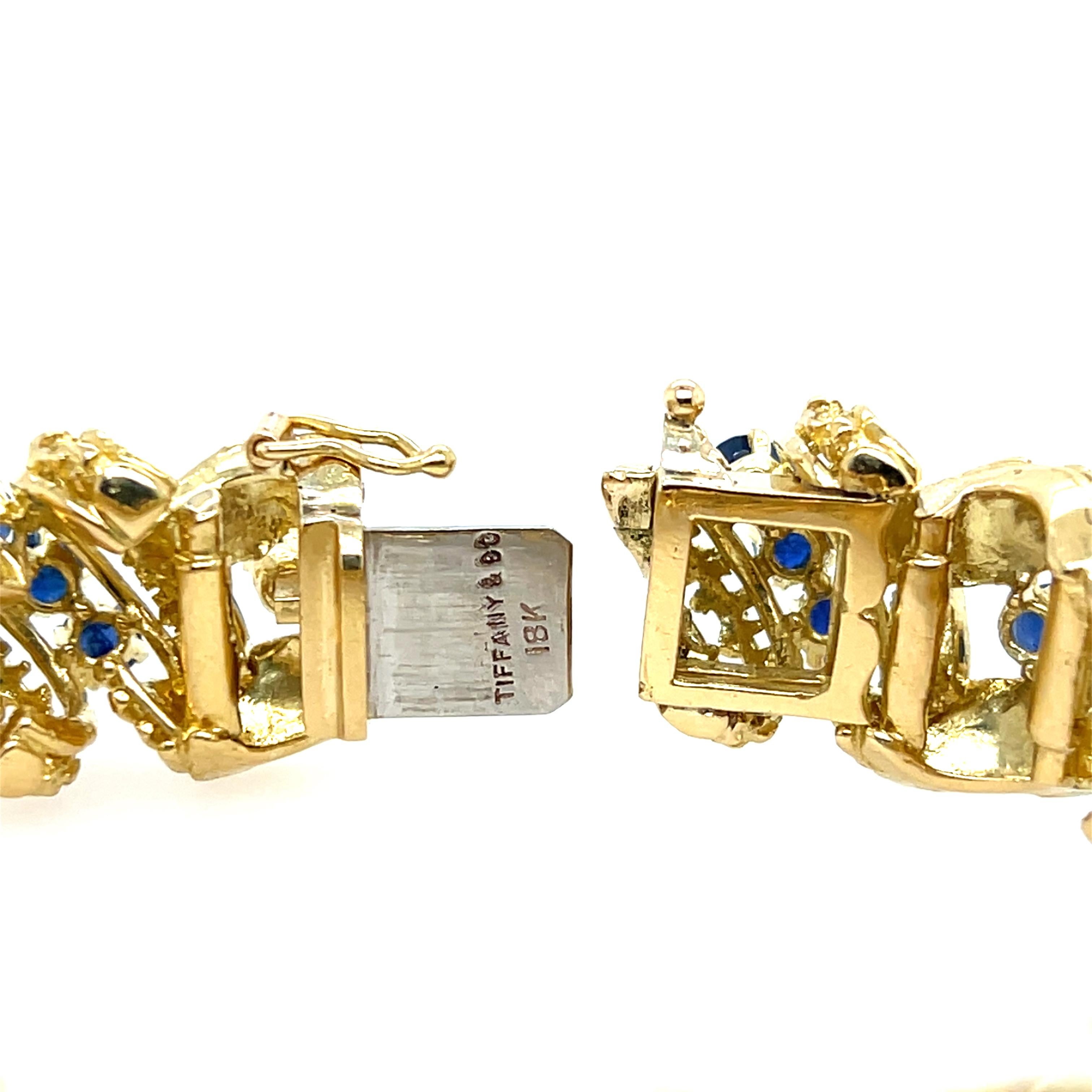 Tiffany & Co. 8.80 Carat Blue Sapphire and 18k Yellow Gold Woven Bracelet 4